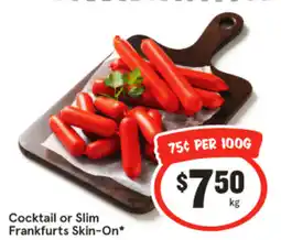 IGA Cocktail or Slim Frankfurts Skin-On offer