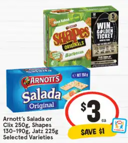 IGA Arnott's Salada or Clix, Shapes, Jatz offer