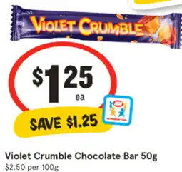 IGA Violet Crumble Chocolate Bar offer