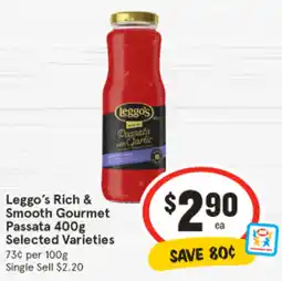 IGA Leggo's Rich & Smooth Gourmet Passata offer