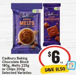IGA Cadbury Baking Chocolate Block, Melts, or Chips offer