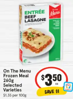 IGA On The Menu Frozen Meal offer