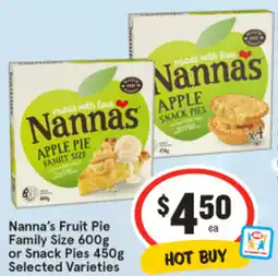 IGA Nanna's Fruit Pie Family Size or Snack Pies offer