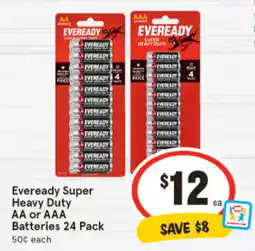 IGA Eveready Super Heavy Duty AAA or AAA Batteries offer