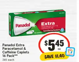 IGA Panadol Extra Paracetamol & Caffeine Caplets offer