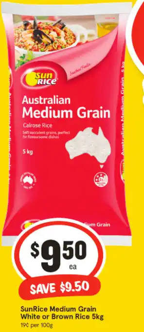 IGA SunRice Medium Grain White or Brown Rice offer