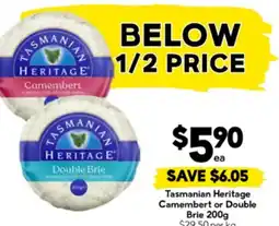 Drakes Tasmanian Heritage Camembert or Double Brie offer