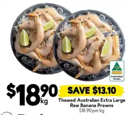 Drakes Thawed Australian Extra Large Raw Banana Prawns offer