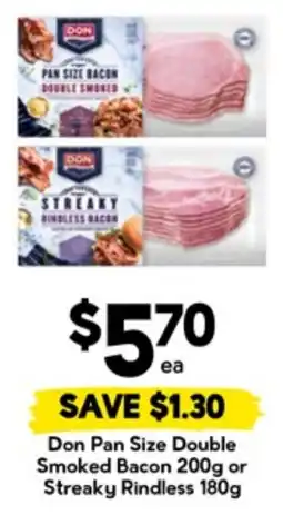 Drakes Don Pan Size Double Smoked Bacon or Streaky Rindless offer