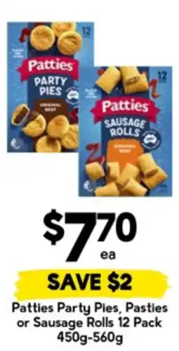 Drakes Patties Party Pies, Pasties or Sausage Rolls offer