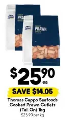 Drakes Thomas Cappo Seafoods Cooked Prawn Cutlets (Tail On) offer