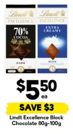 Drakes Lindt Excellence Block Chocolate offer