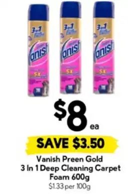 Drakes Vanish Preen Gold 3 In 1 Deep Cleaning Carpet Foam offer