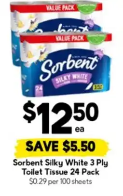 Drakes Sorbent Silky White 3 Ply Toilet Tissue offer