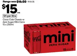 Woolworths Coca-Cola Classic or Zero Sugar Mini Cans offer
