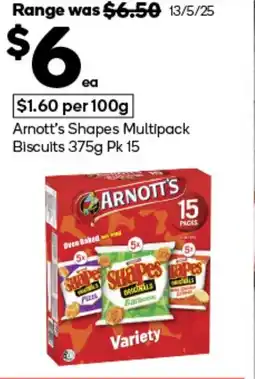 Woolworths Arnott's Shapes Multipack Biscuits offer