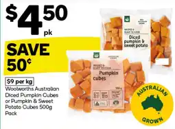Woolworths Woolworths Australian Diced Pumpkin Cubes or Pumpkin & Sweet Potato Cubes offer