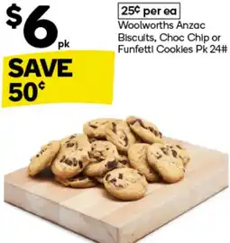 Woolworths Woolworths Anzac Biscuits, Choc Chip or Funfetti Cookies offer