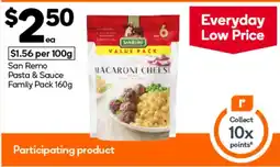 Woolworths San Remo Pasta & Sauce Family Pack offer