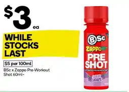 Woolworths BSc x Zappo Pre-Workout Shot offer