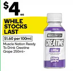 Woolworths Muscle Nation Ready To Drink Creatine Grape offer