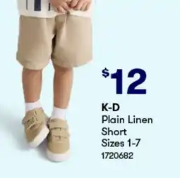 Woolworths K-D Plain Linen Short Sizes 1-7 offer