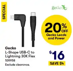 Woolworths Gecko L-Shape USB-C to Lightning offer