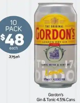 Foodland Gordon's gin & tonic 4.5% cans offer