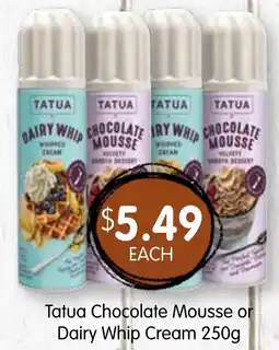 Spudshed Tatua chocolate mousse or dairy whip cream offer
