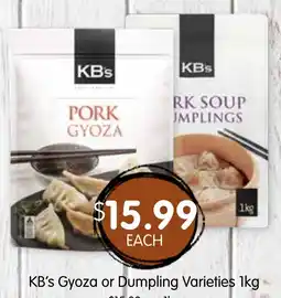 Spudshed Kb's gyoza or dumpling varieties offer
