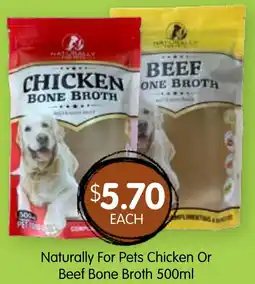 Spudshed Naturally for pets chicken or beef bone broth offer