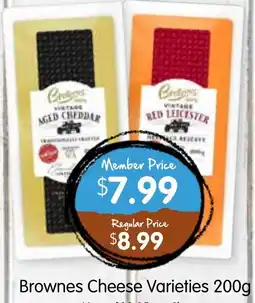Spudshed Brownes cheese varieties offer