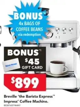 Harvey Norman Breville the barista express impress coffee machine offer