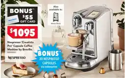 Harvey Norman Nespresso creatista pro capsule coffee machine offer