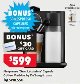 Harvey Norman Nespresso gran lattissima capsule coffee machine offer