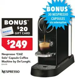 Harvey Norman Nespresso citiz solo capsule coffee machine offer