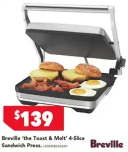 Harvey Norman Breville the toast & melt 4-slice sandwich press offer