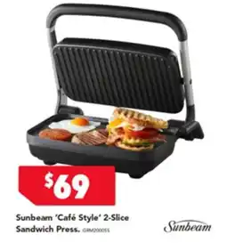 Harvey Norman Sunbeam café style 2-slice sandwich press offer