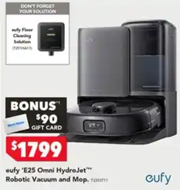 Harvey Norman Eufy e25 omni hydro jet robotic vacuum and mop offer