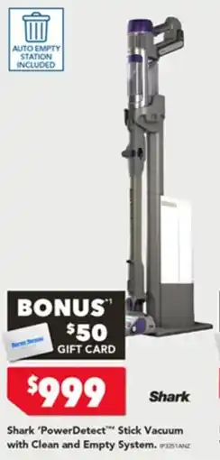 Harvey Norman Shark powerdetect stick vacuum with offer