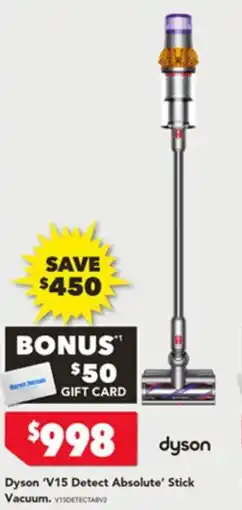 Harvey Norman Dyson v15s detect submarine stick vacuum offer