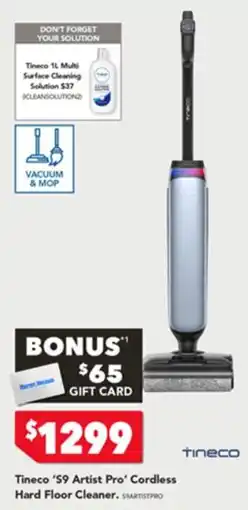 Harvey Norman Tineco s9 artist pro cordless hard floor cleaner offer