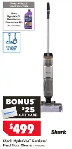 Harvey Norman shark hydrovac cordless hard floor cleaner offer