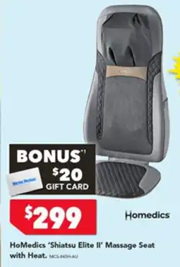 Harvey Norman Homedics shiatsu elite ii massage seat with heat offer