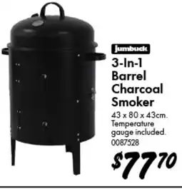 Bunnings Jumbuck 3-in-1 barrel charcoal smoker offer