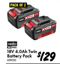 Bunnings Ozito| xpxc 18v 4.0ah twin battery pack offer