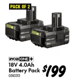 Bunnings Ryobi one 18v 4.0ah battery pack offer