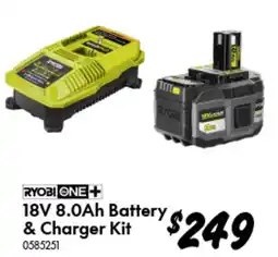 Bunnings Ryobi one 18v 8.0ah battery & charger kit offer