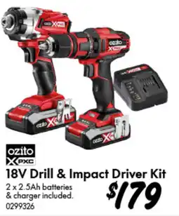 Bunnings Ozito xpxc 18v drill & impact driver kit offer