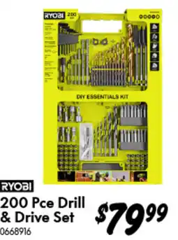 Bunnings Ryobi 200 pce drill & drive set offer